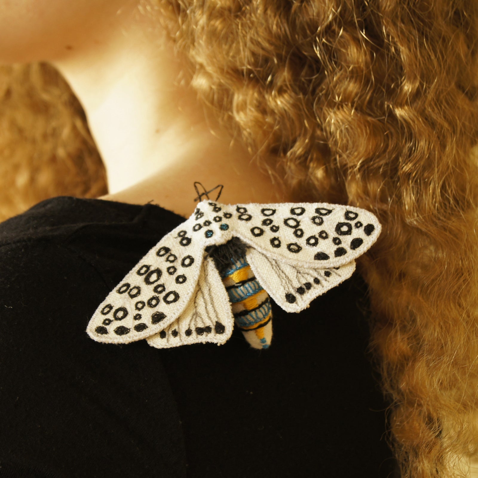 Giant Leopard Moth Brooch Textile Butterfly