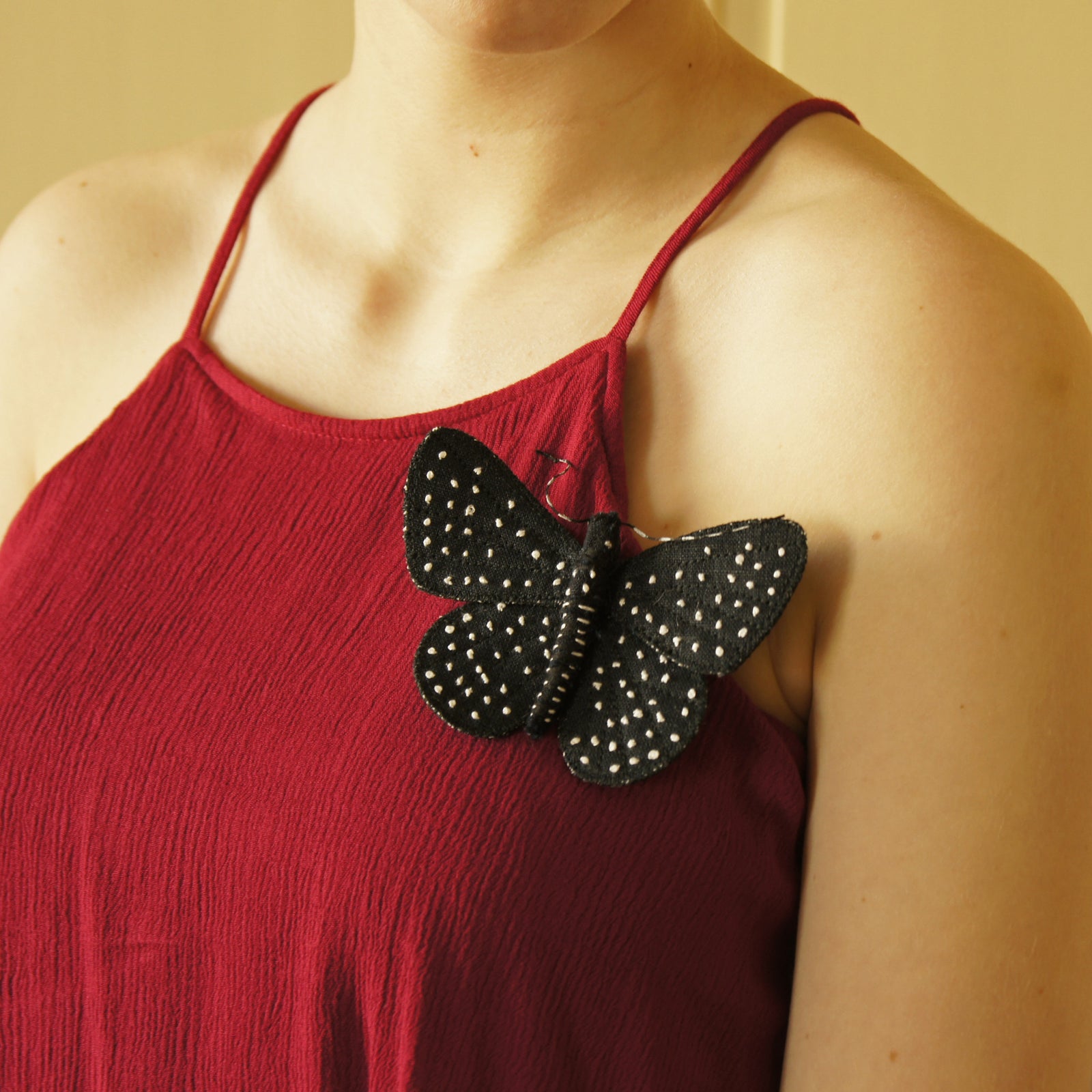 Metalmark Fabric Butterfly Brooch Starry Night
