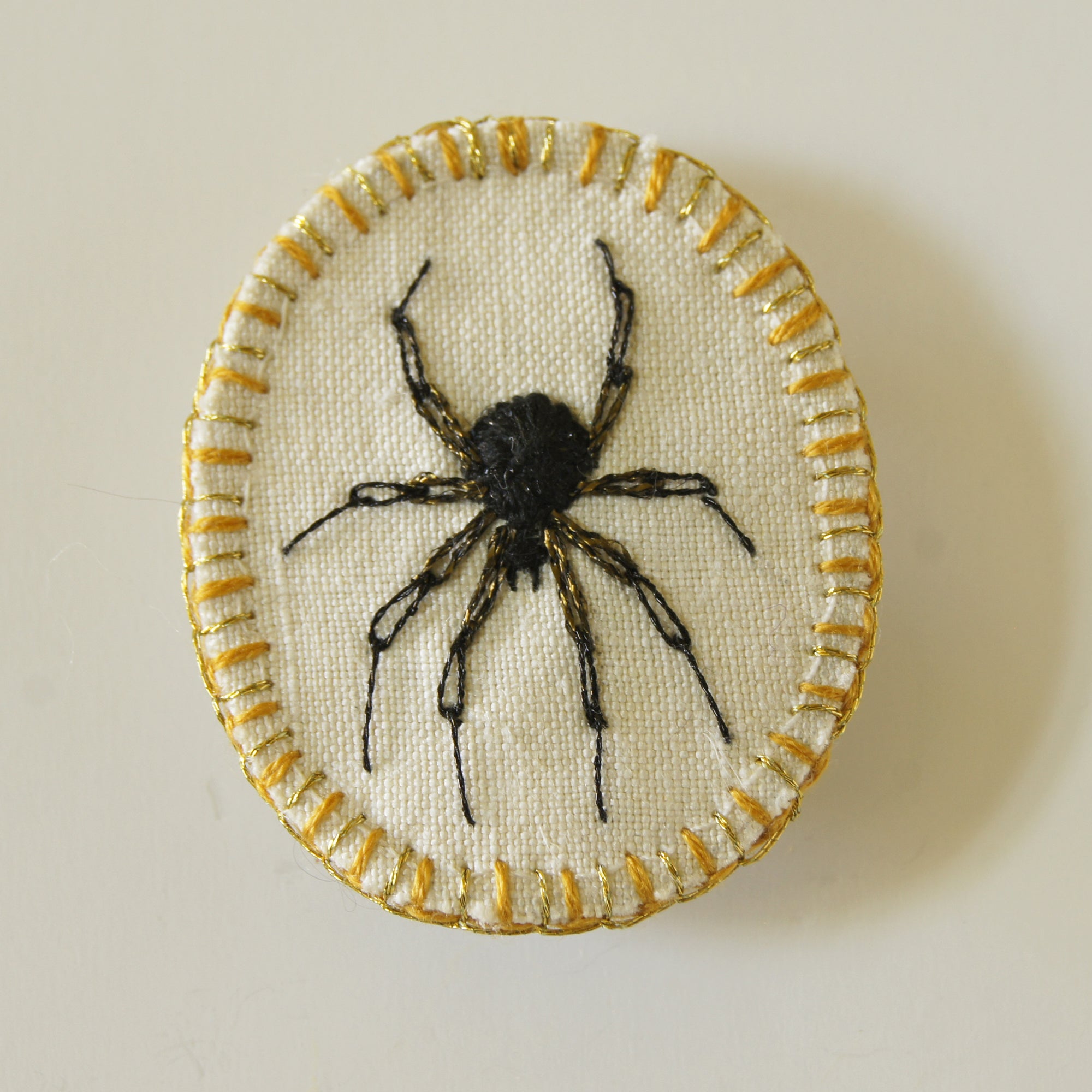 Arachnid Brooch Hand Embroidered Spider Pin Arachnophile Jewelry