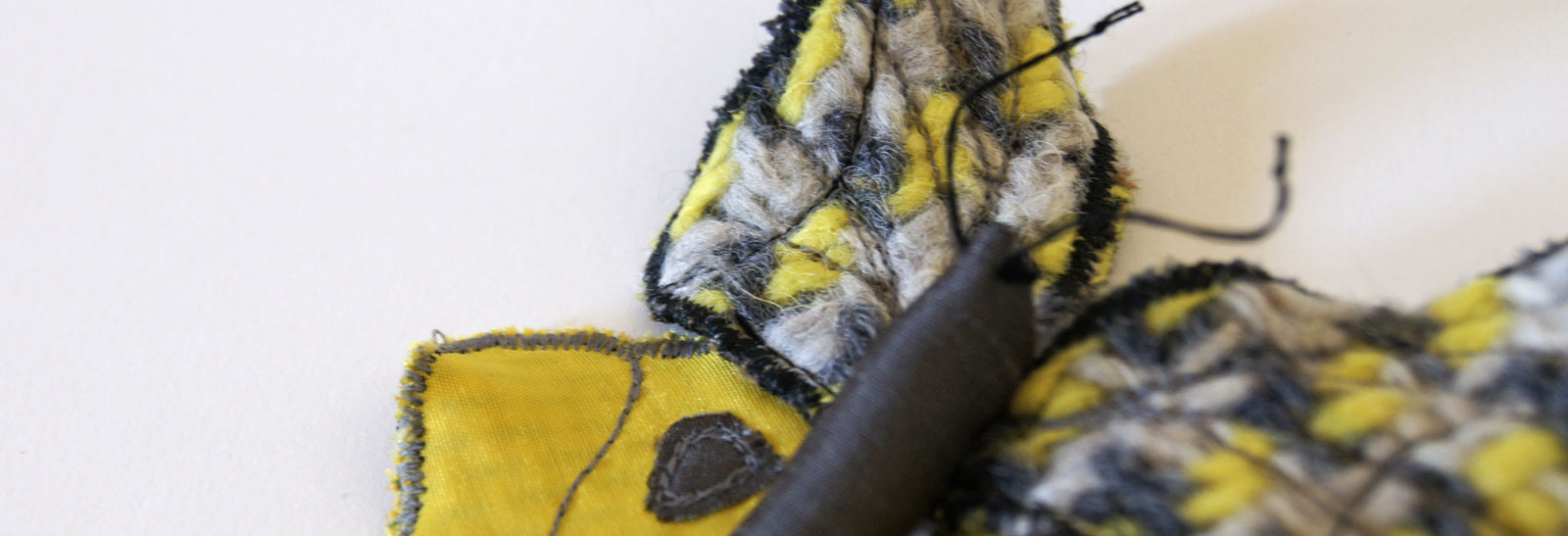 Tailed Saturniid Moth in Vintage Wool and Satin