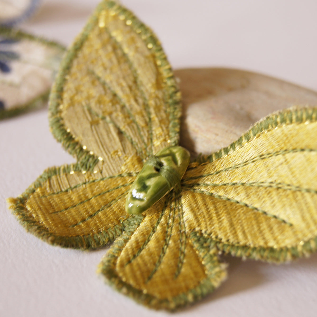 Set of Three Butterfly Hair Clips silk and cotton