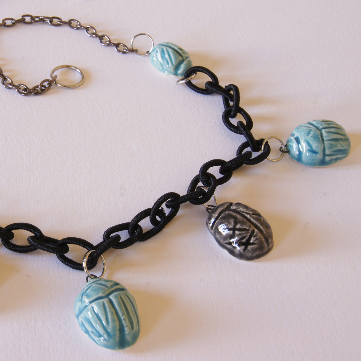 Egyptian Scarab Necklace Ceramic