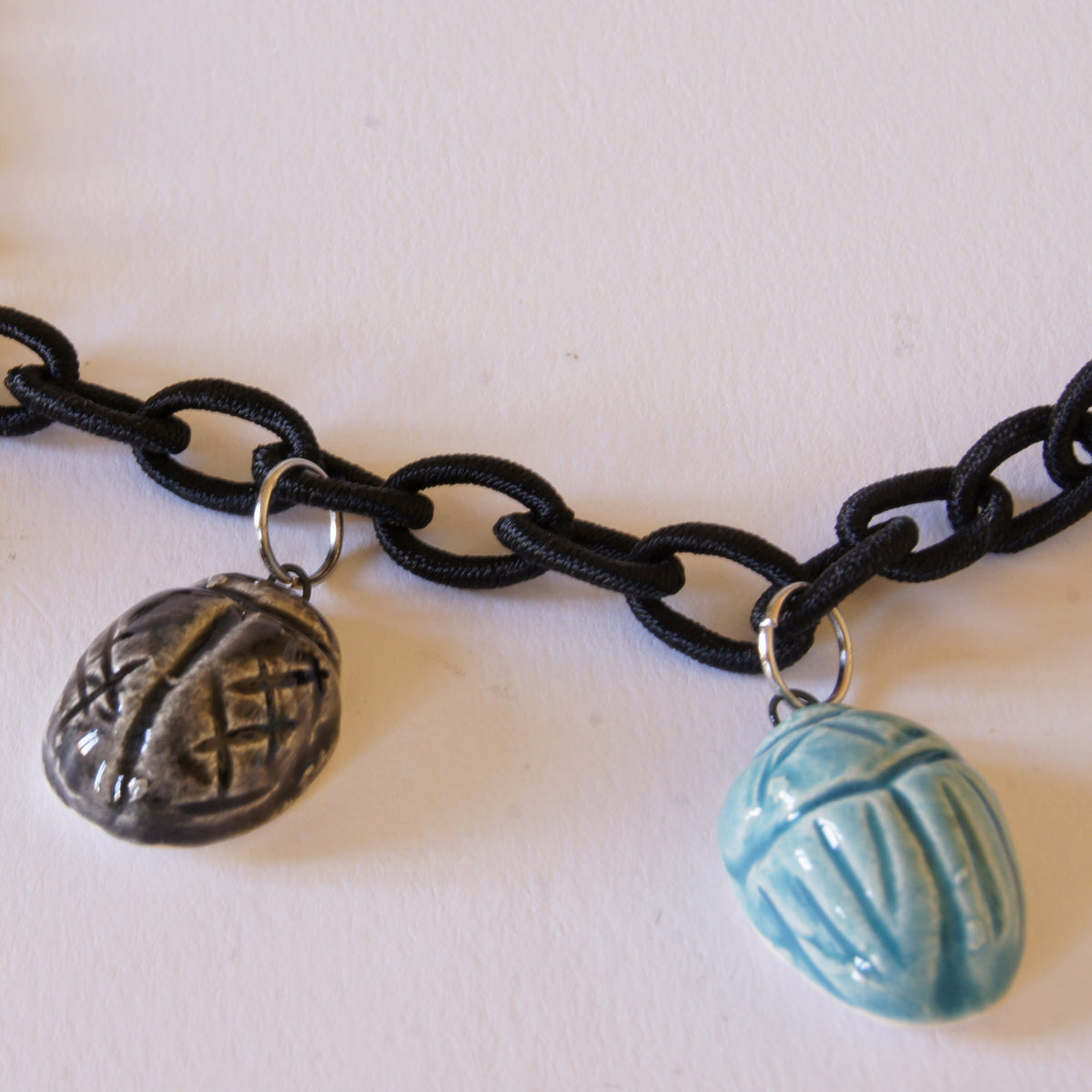 Egyptian Scarab Necklace Ceramic