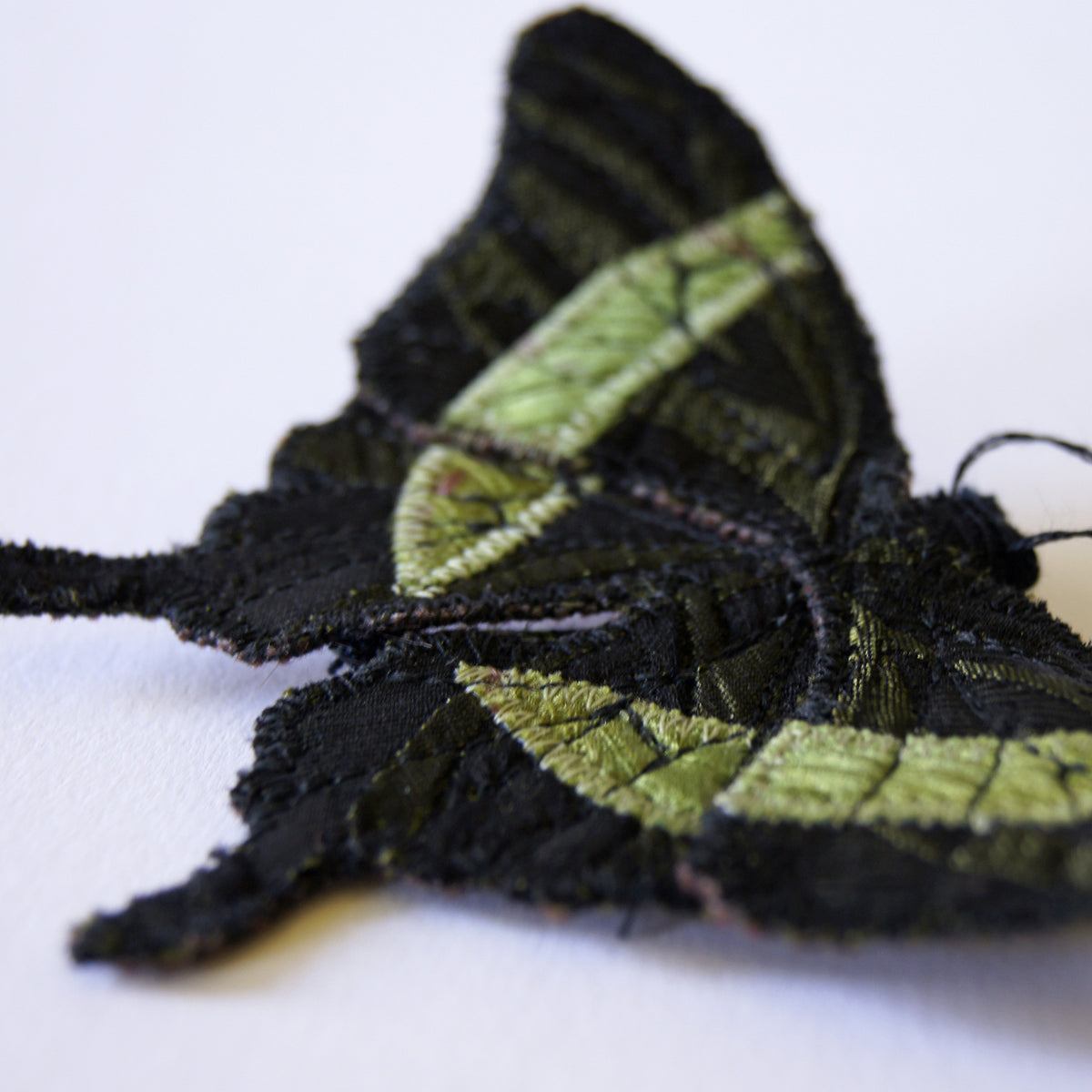 Emerald Swallowtail textile brooch entomology jewelry