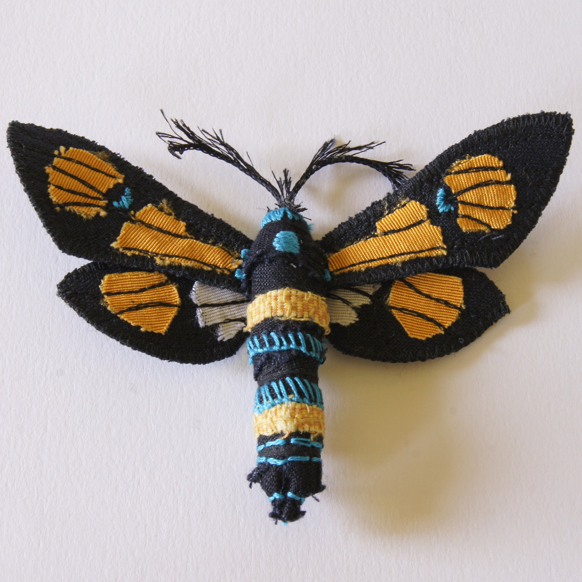Tropical Moth Brooch fiber art Euchromia horsfieldi