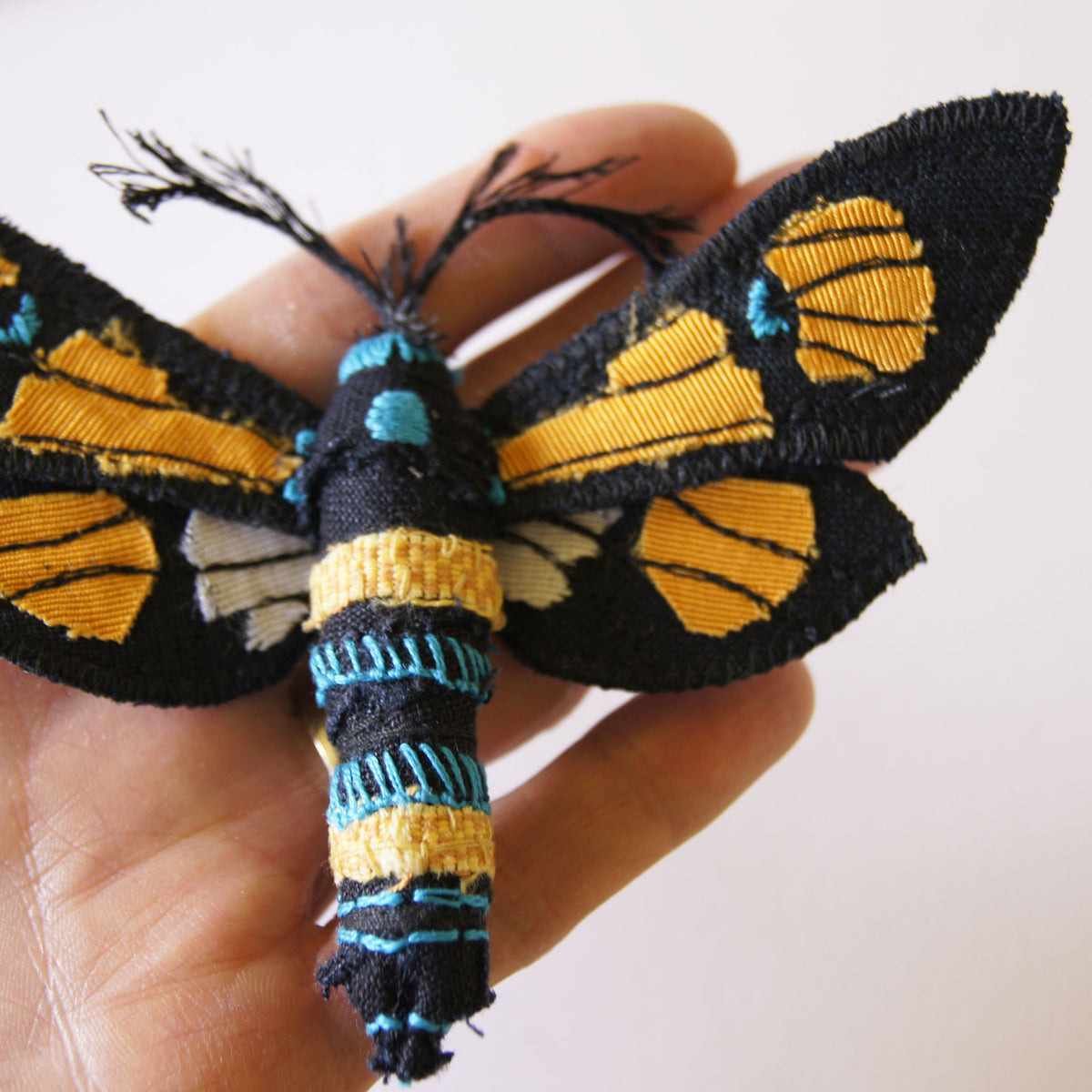 Tropical Moth Brooch fiber art Euchromia horsfieldi