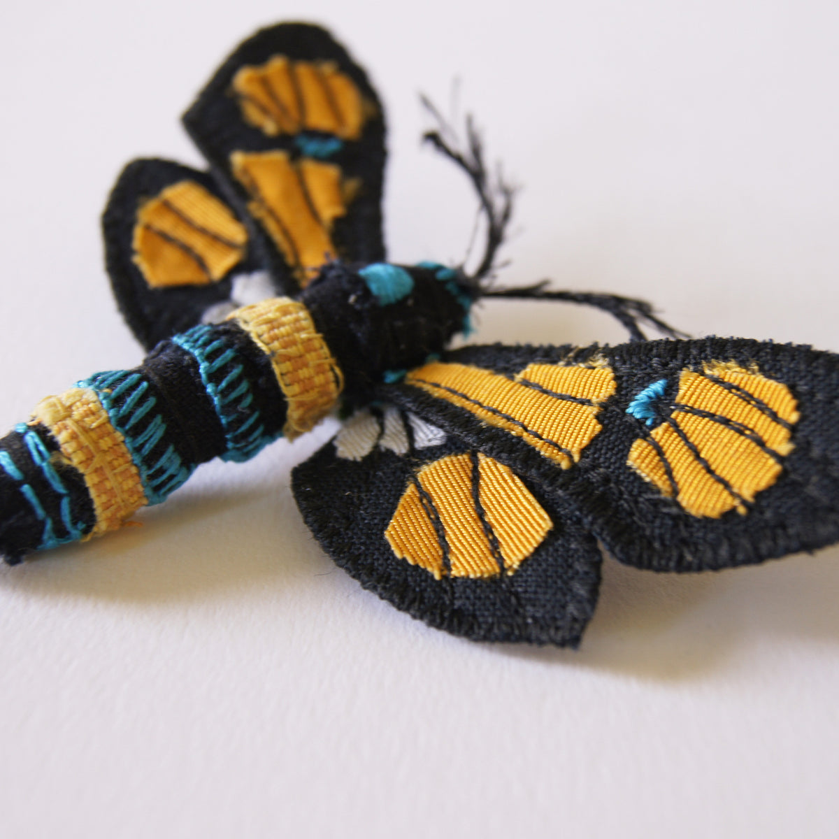 Tropical Moth Brooch fiber art Euchromia horsfieldi
