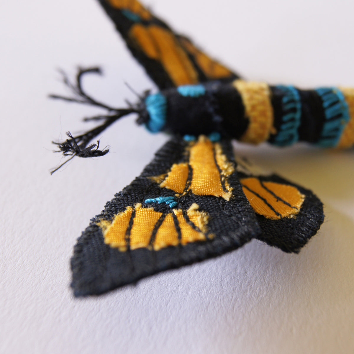 Tropical Moth Brooch fiber art Euchromia horsfieldi