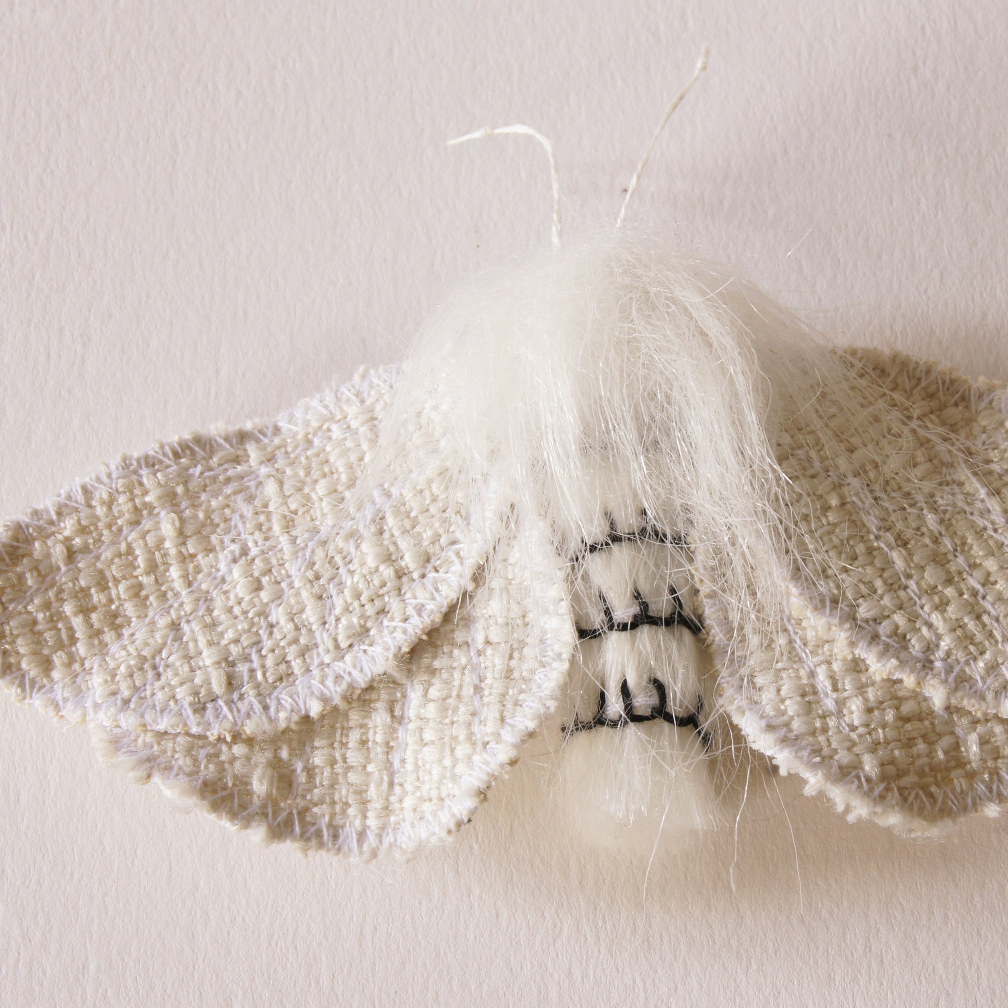 Furry Moth Brooch Leucoma Salicis Fake Fur Entomology Jewelry