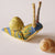 Soft Sculpture Snail with Ceramic Shell Fiber Art