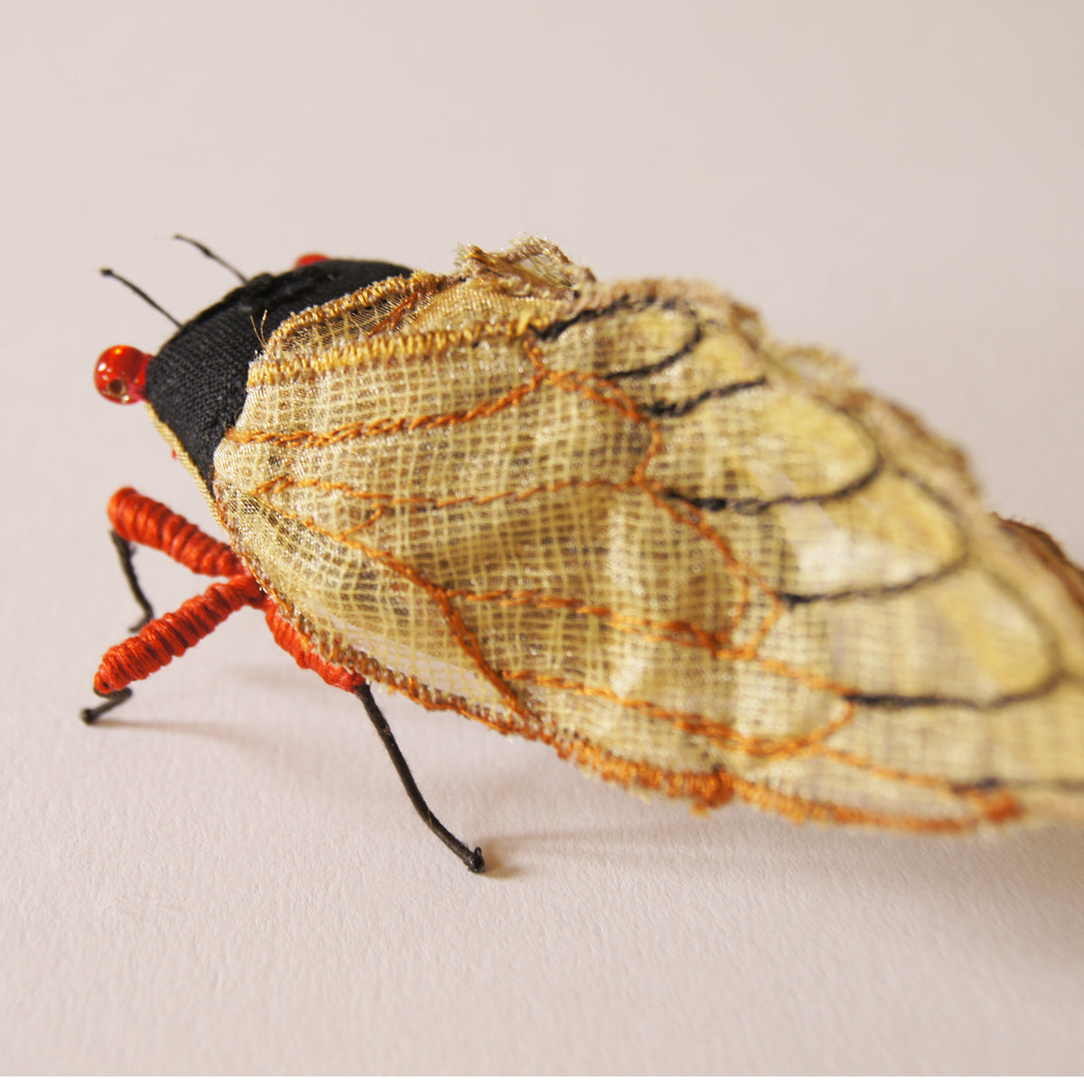 Periodical Cicada Fiber Art Magicicada septendecim Textile Sculpture