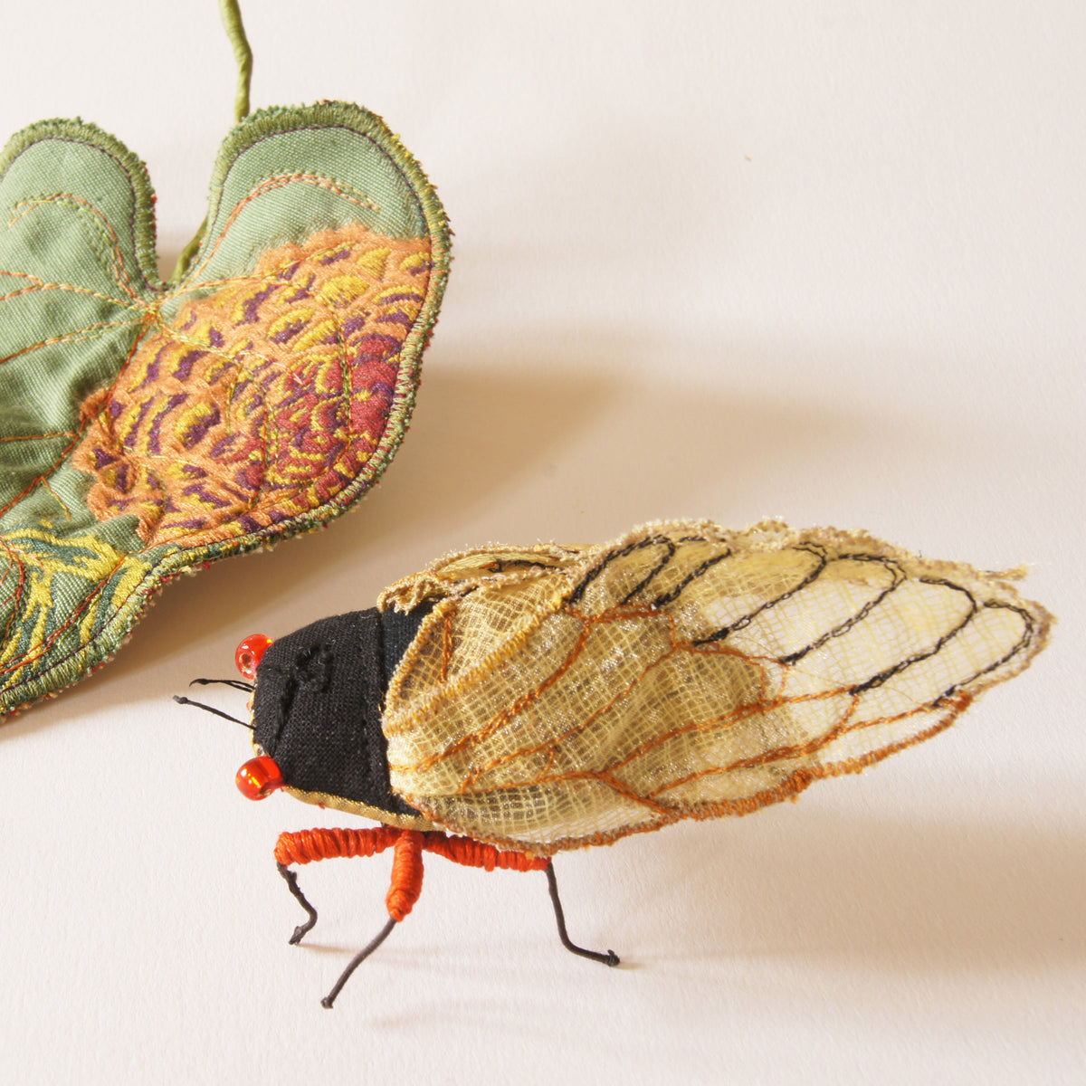 Periodical Cicada Fiber Art Magicicada septendecim Textile Sculpture