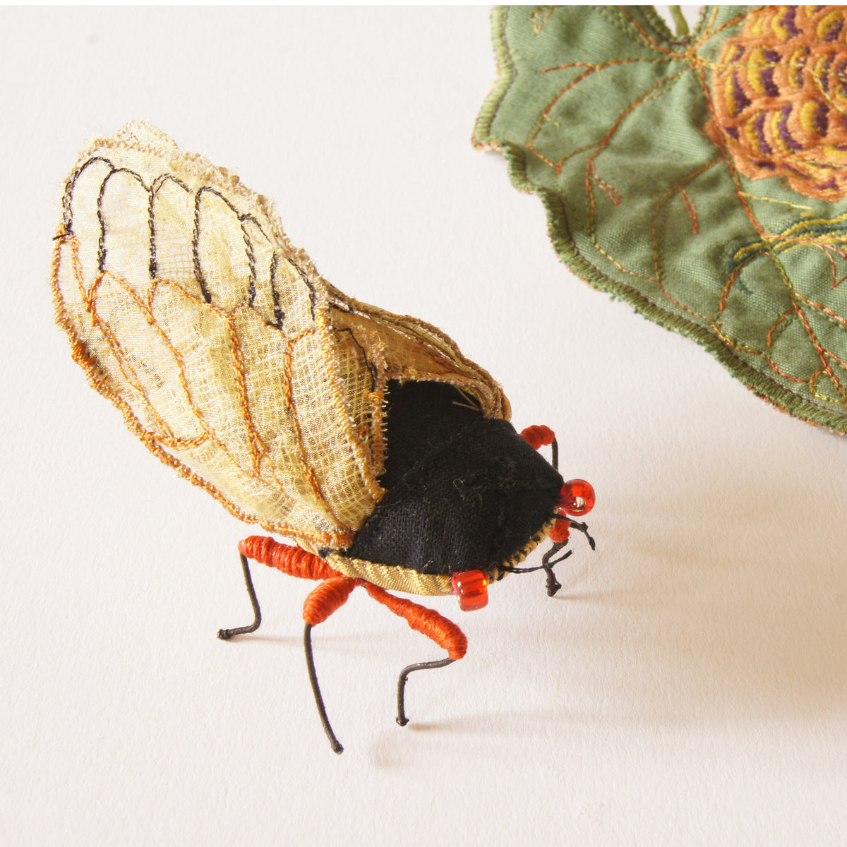 Periodical Cicada Fiber Art Magicicada septendecim Textile Sculpture