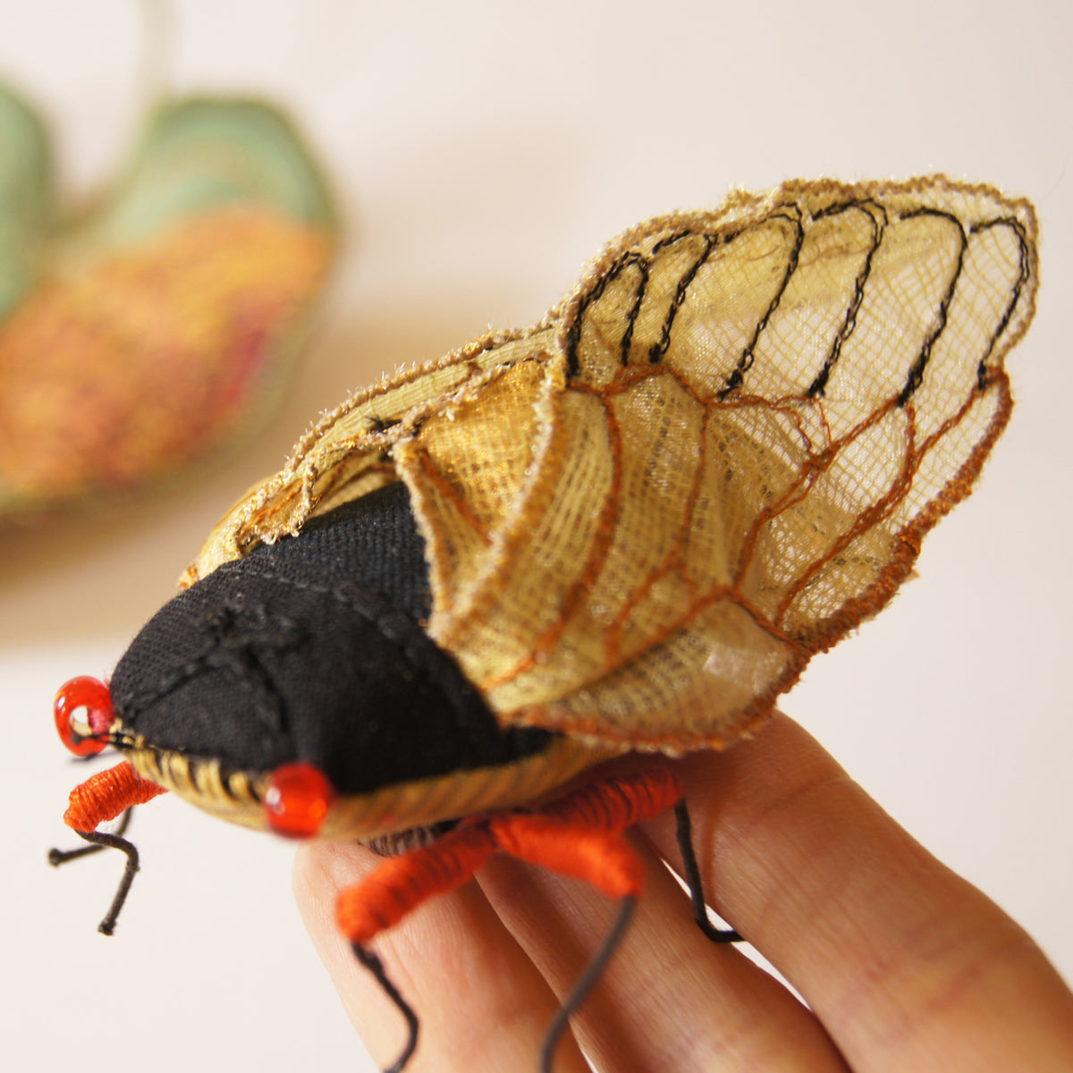 Periodical Cicada Fiber Art Magicicada septendecim Textile Sculpture