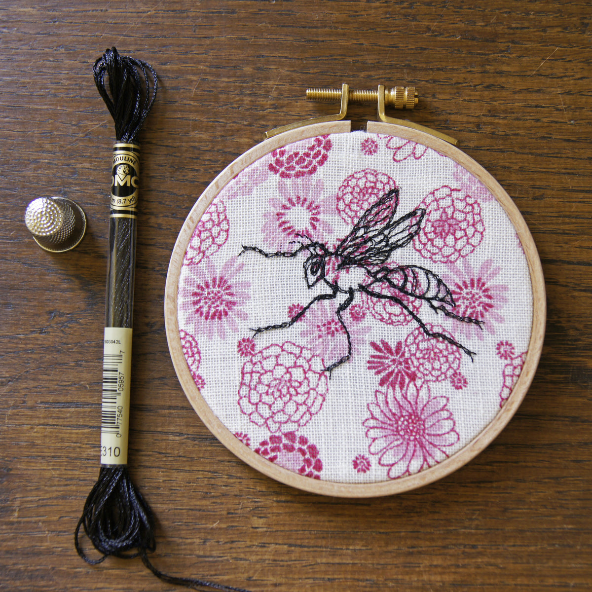 Hoop Art Embroidered Wasp Machine Embroidery