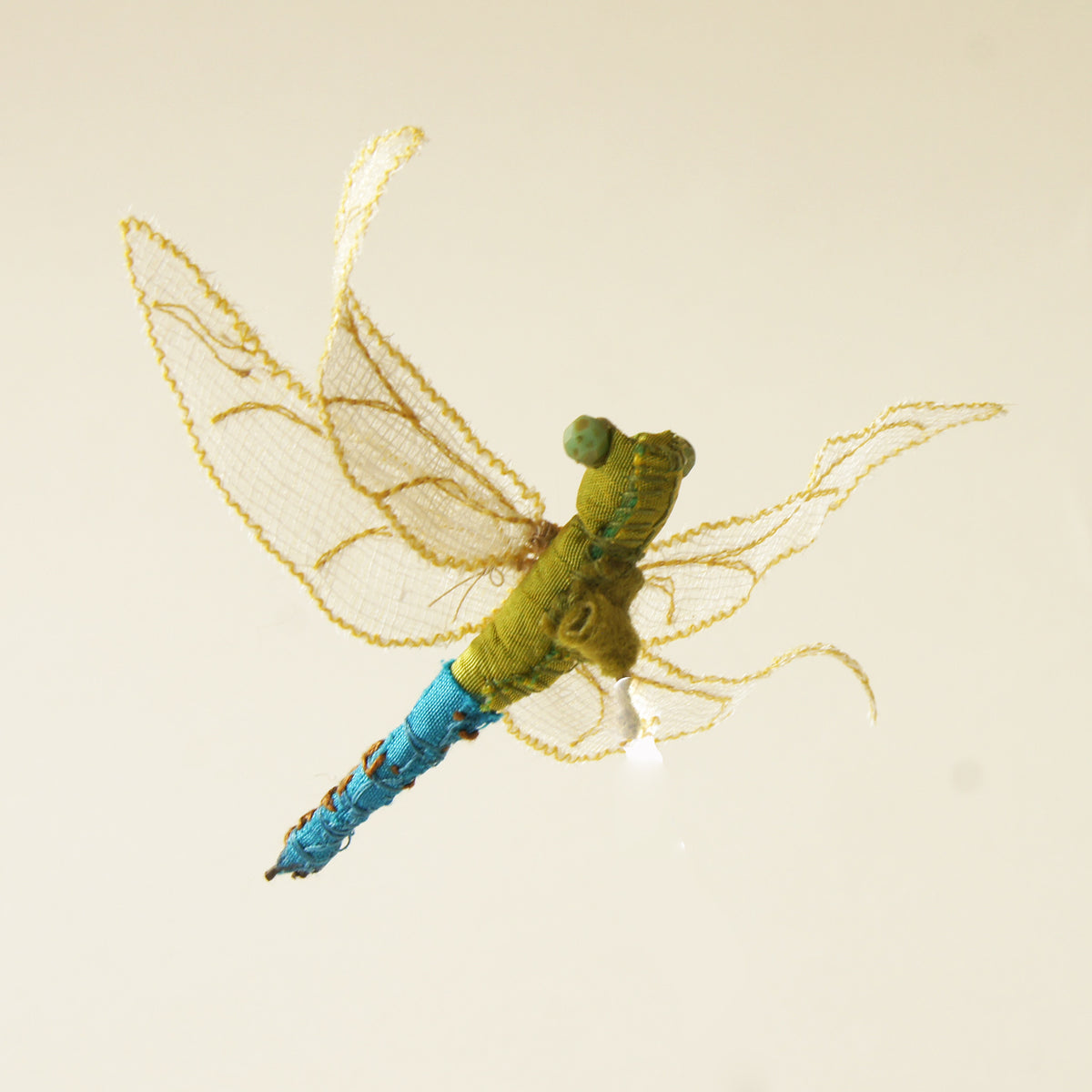 Green Darner Dragonfly Fiber Art brooch or hair fork