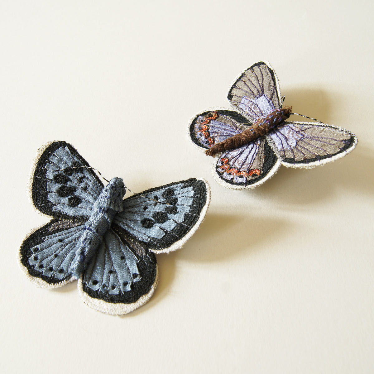 Karner Blue Fiber Art Brooch