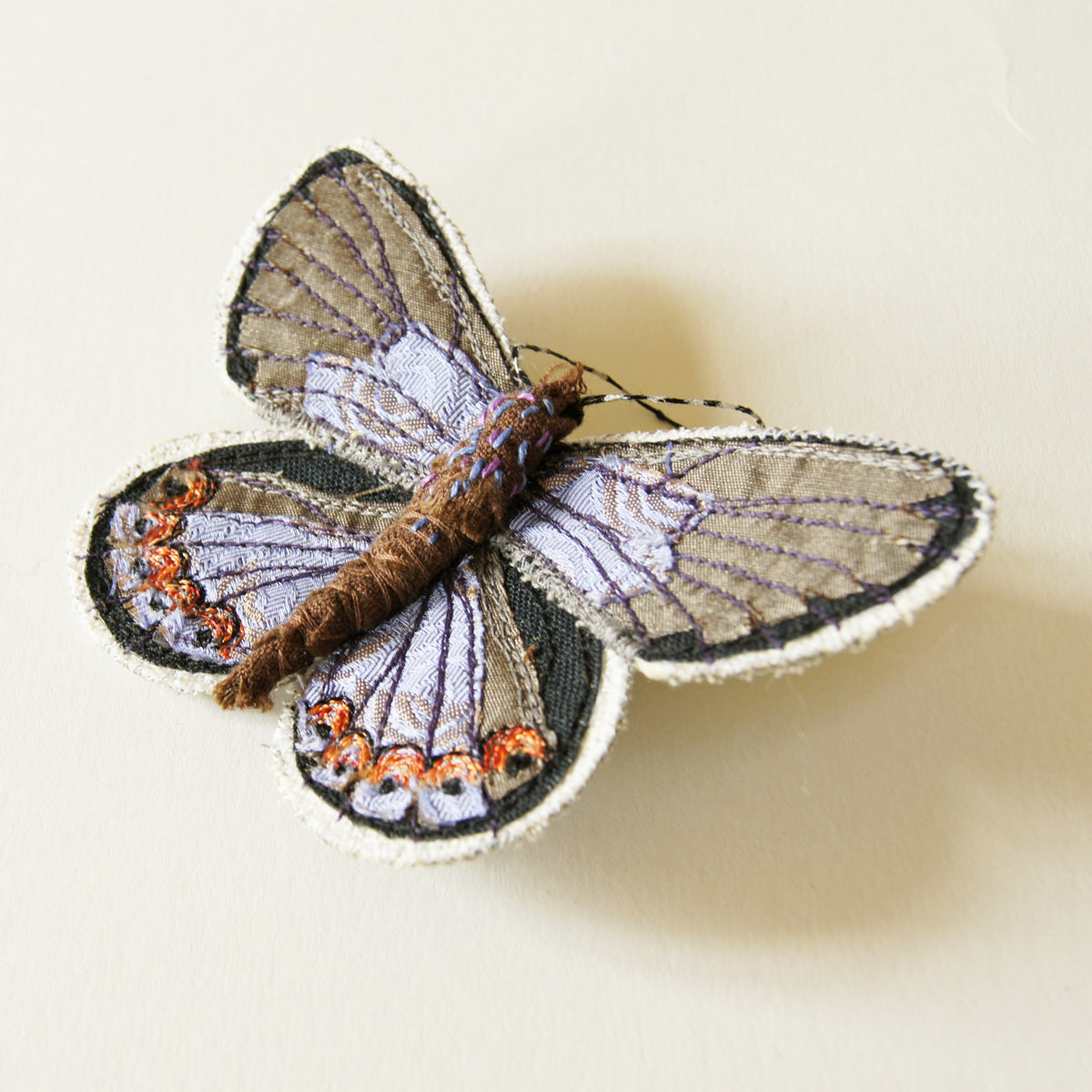 Karner Blue Fiber Art Brooch