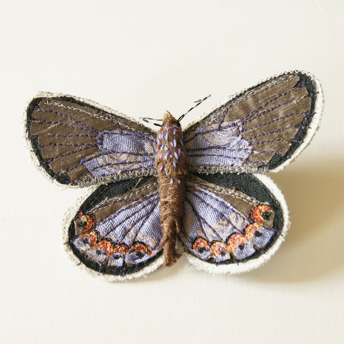 Karner Blue Fiber Art Brooch