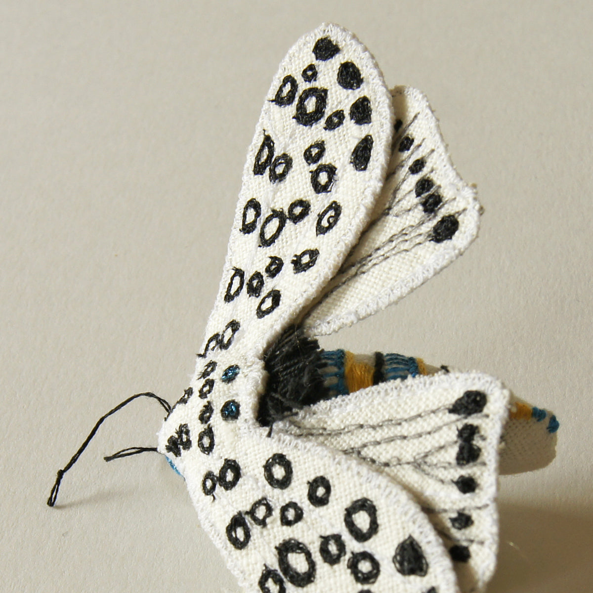 Giant Leopard Moth Brooch Textile Butterfly
