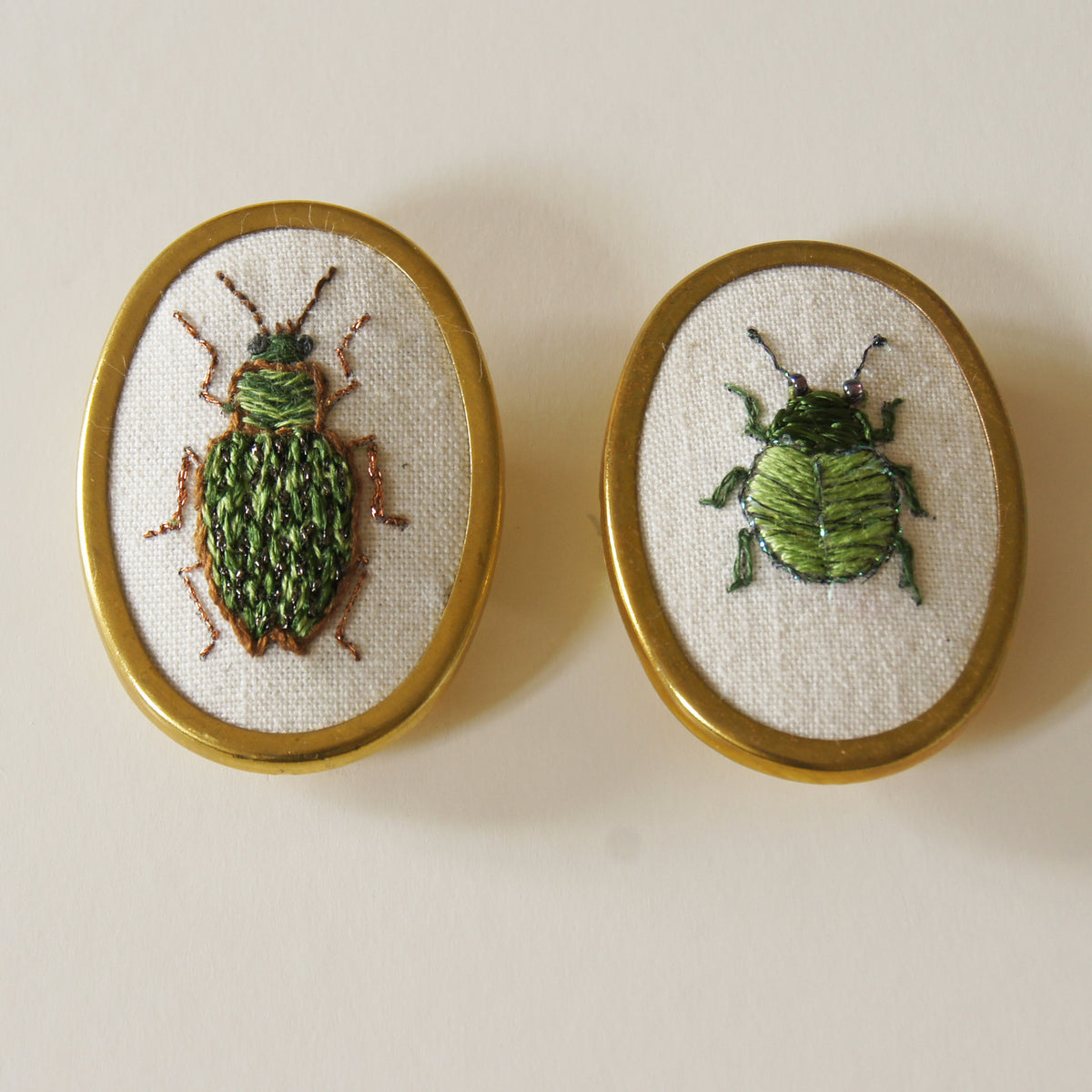 Ground Beetle Brooch Carabidae hand embroidered entomology jewelry