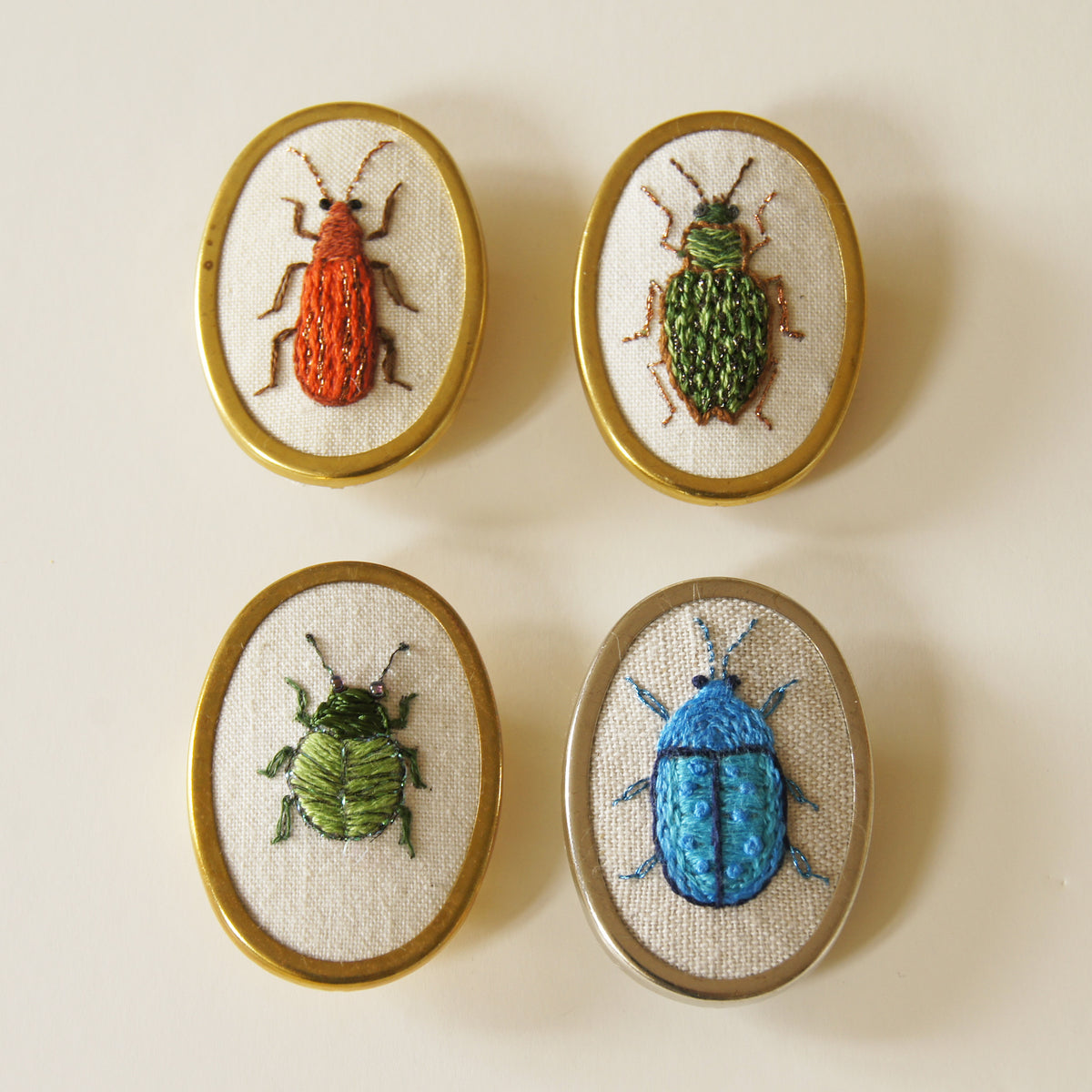 Ground Beetle Brooch Carabidae hand embroidered entomology jewelry