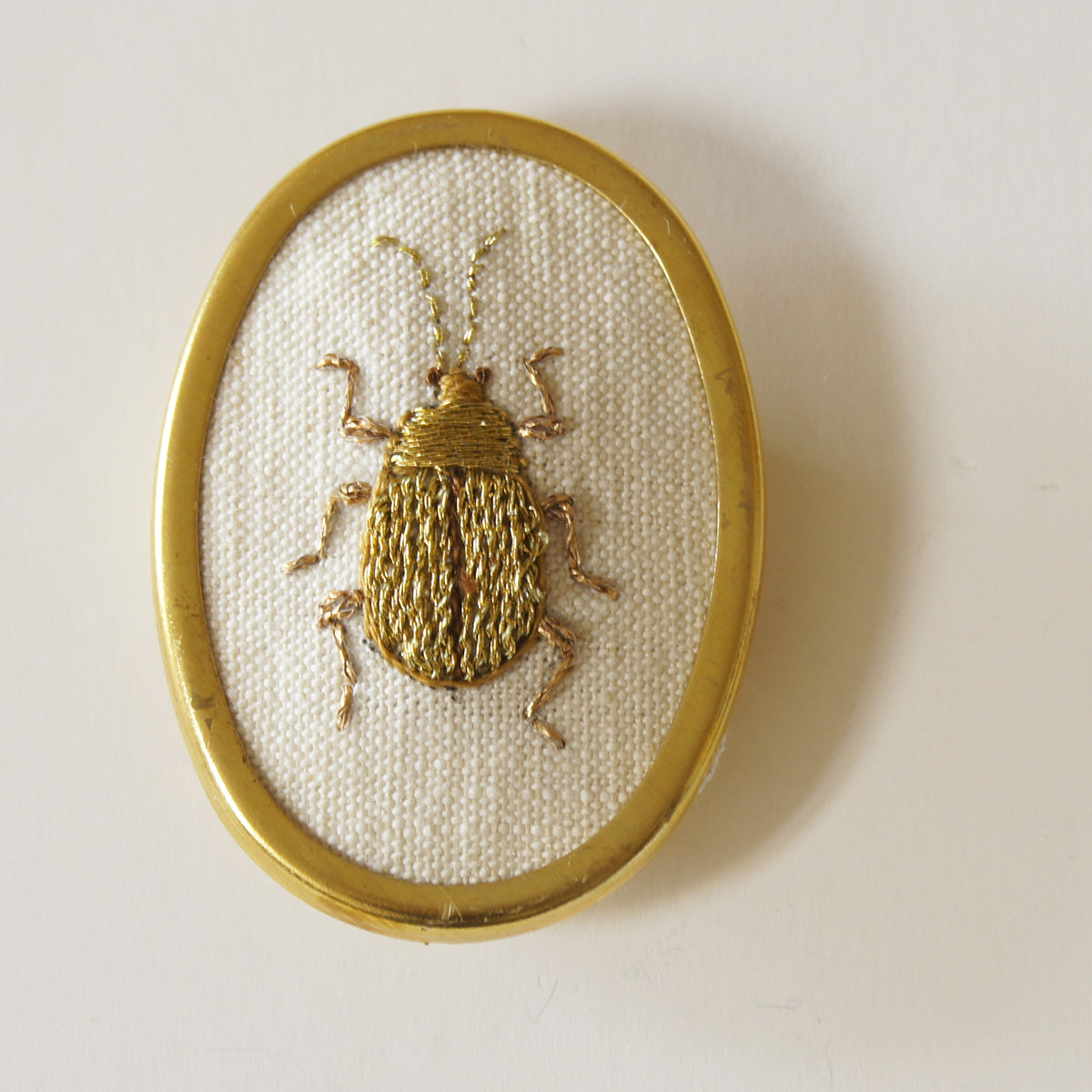 Golden Scarab hand embroidered brooch entomology jewelry