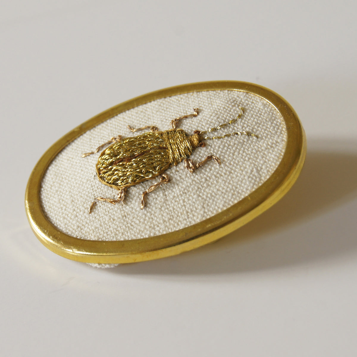 Golden Scarab hand embroidered brooch entomology jewelry