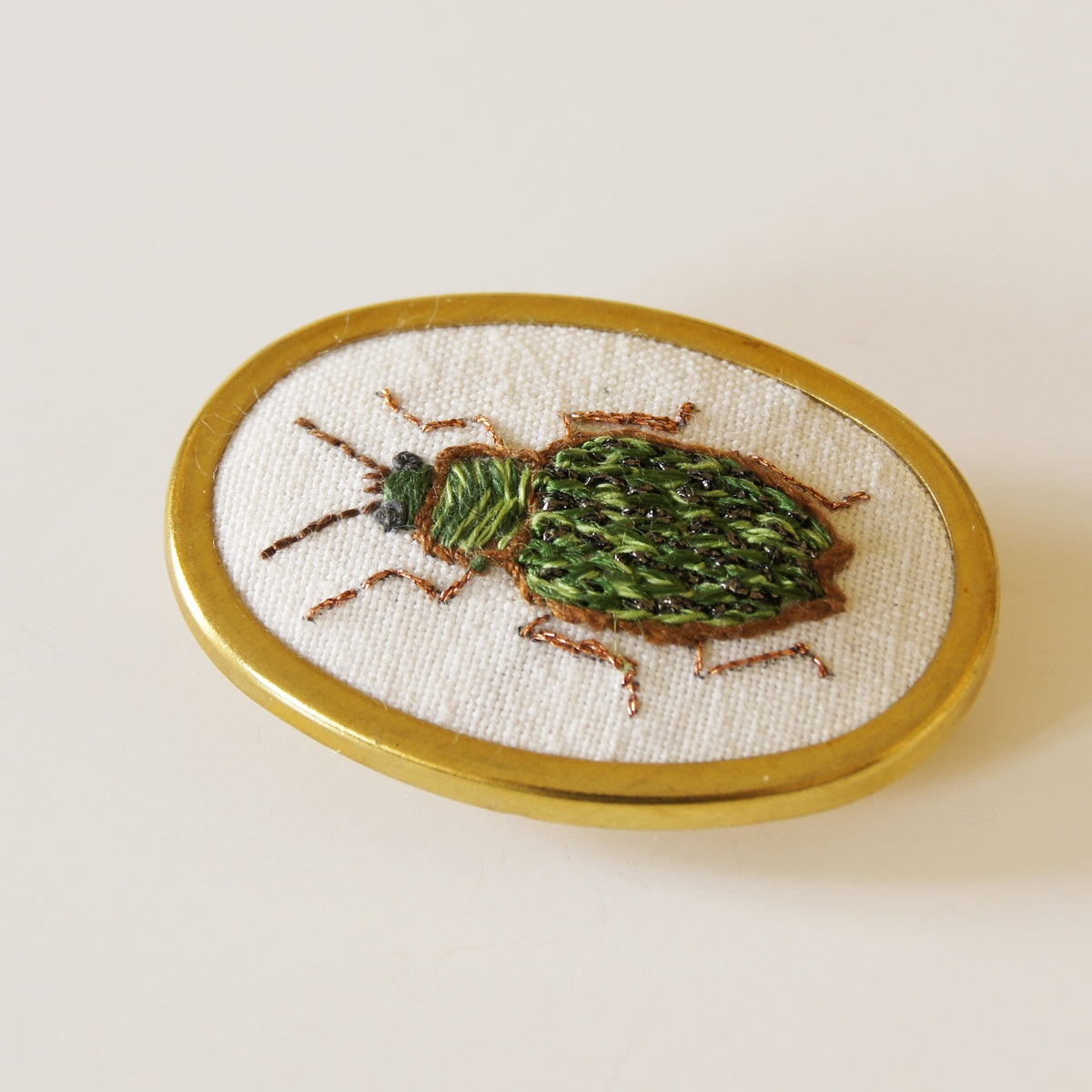 Ground Beetle Brooch Carabidae hand embroidered entomology jewelry