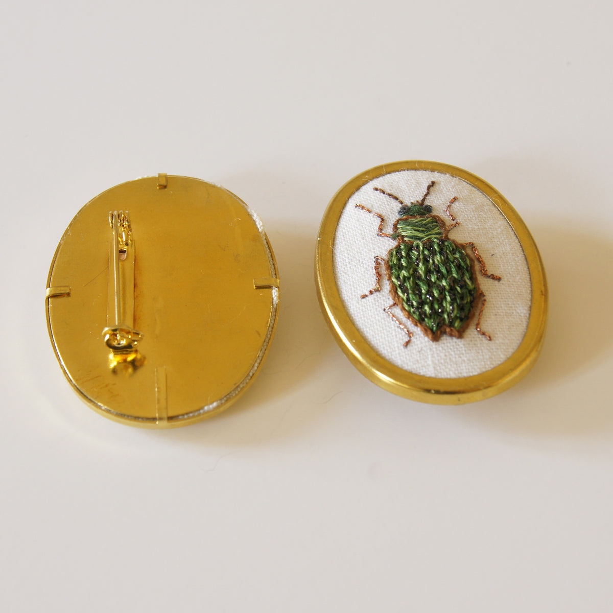Ground Beetle Brooch Carabidae hand embroidered entomology jewelry