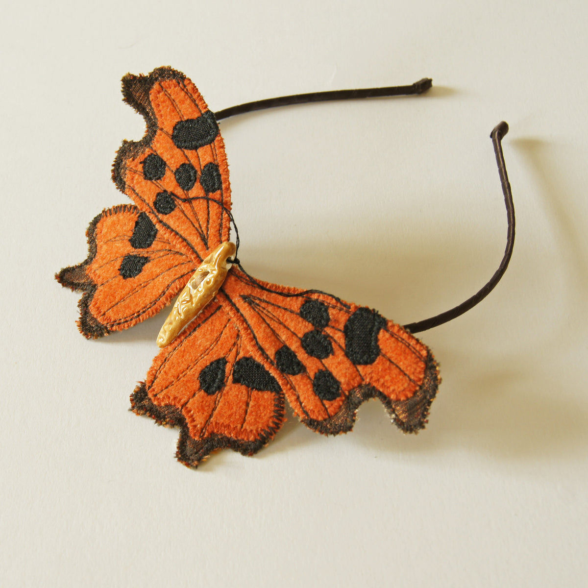 Comma Butterfly Headband Fascinator Orange and Brown