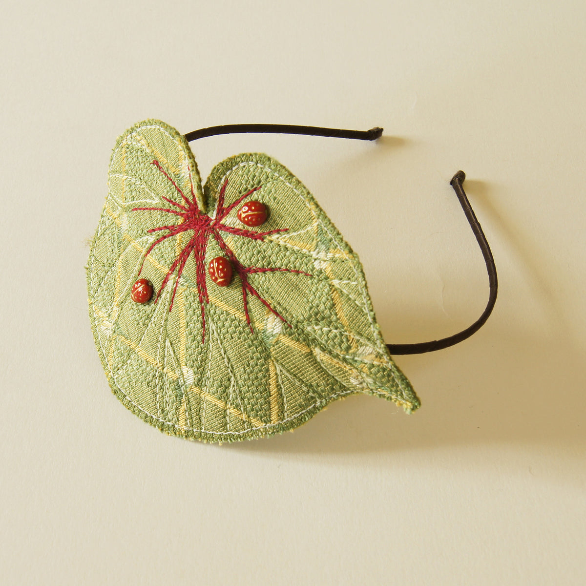 Fiber Art Begonia Leaf Headband Botanical Fascinator