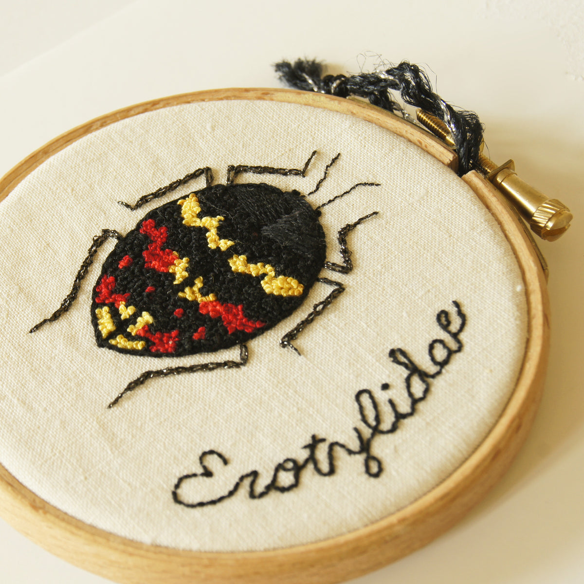 Pleasing Fungus Beetle Embroidered Hoop Art