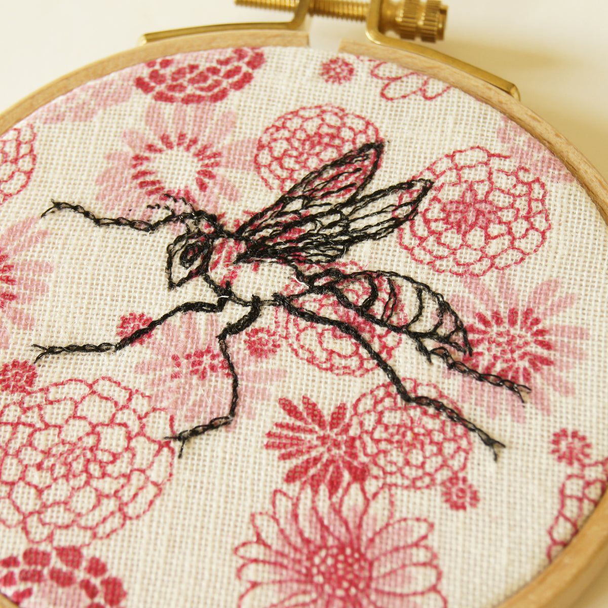 Hoop Art Embroidered Wasp Machine Embroidery