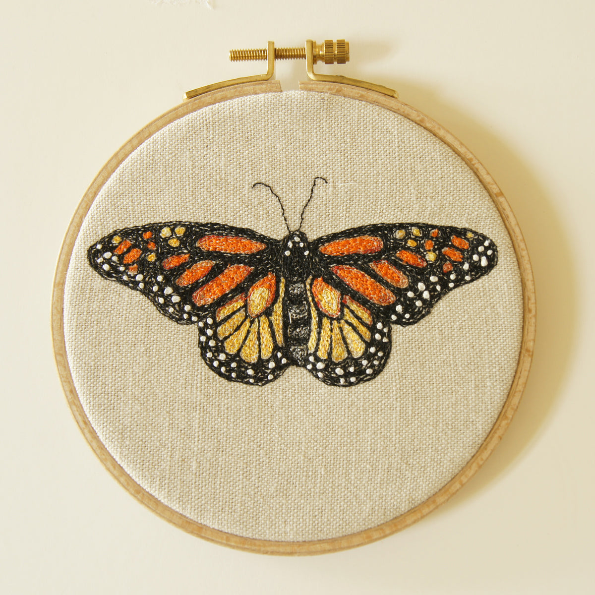Hoop Art Embroidery Monarch Butterfly Danaus plexippus