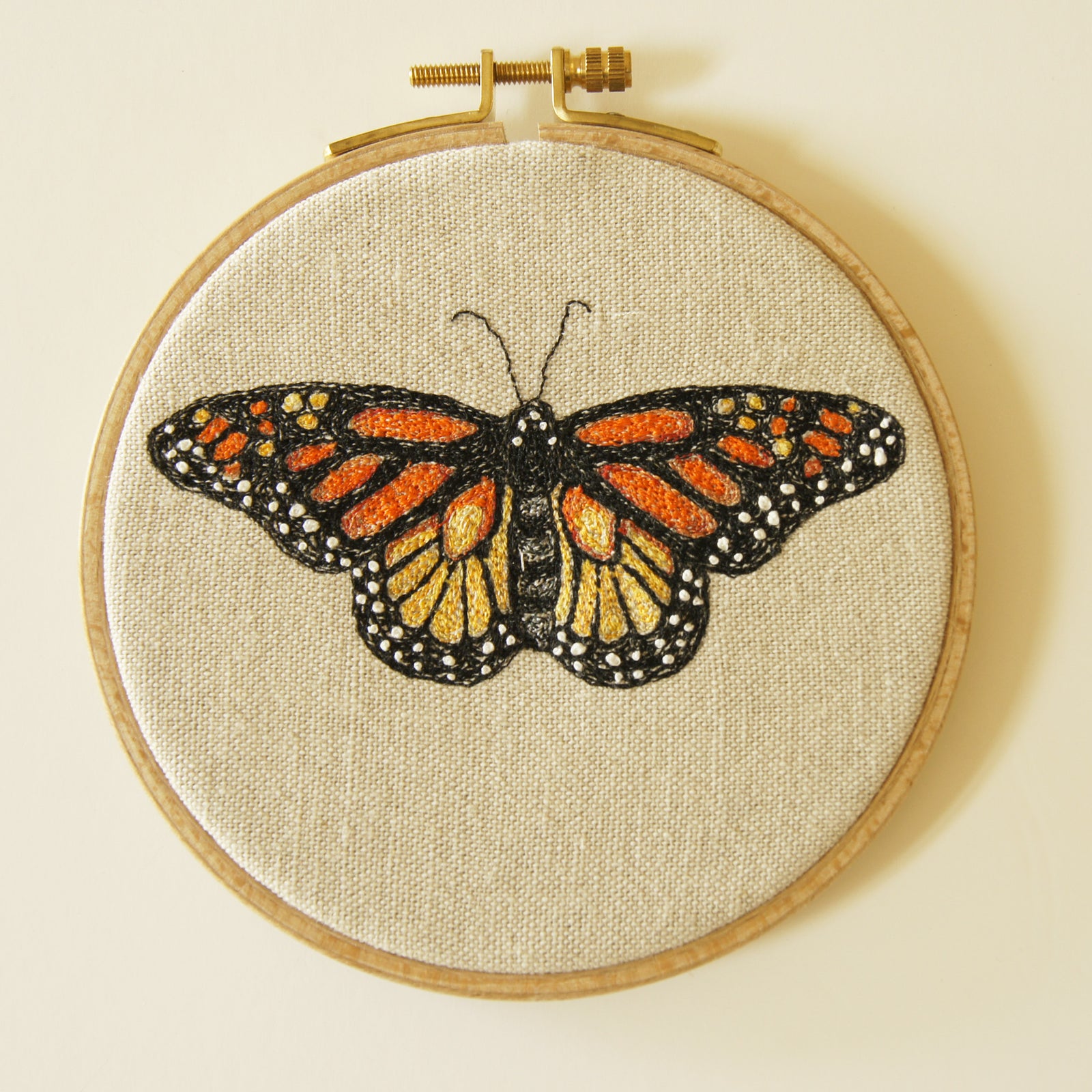 Hoop Art Embroidery Monarch Butterfly Danaus plexippus