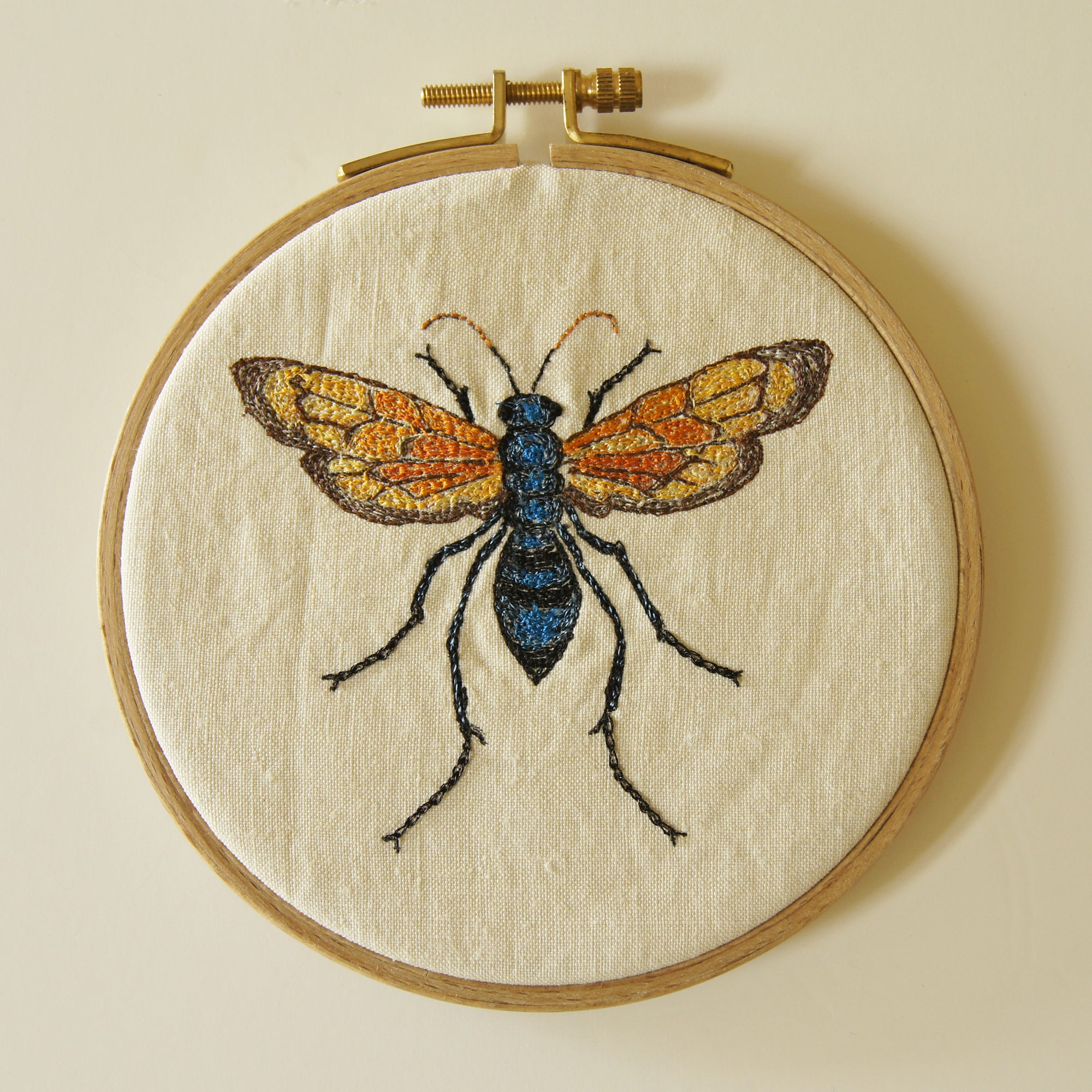 Hoop Embroidery Tarantula Hawk Wasp