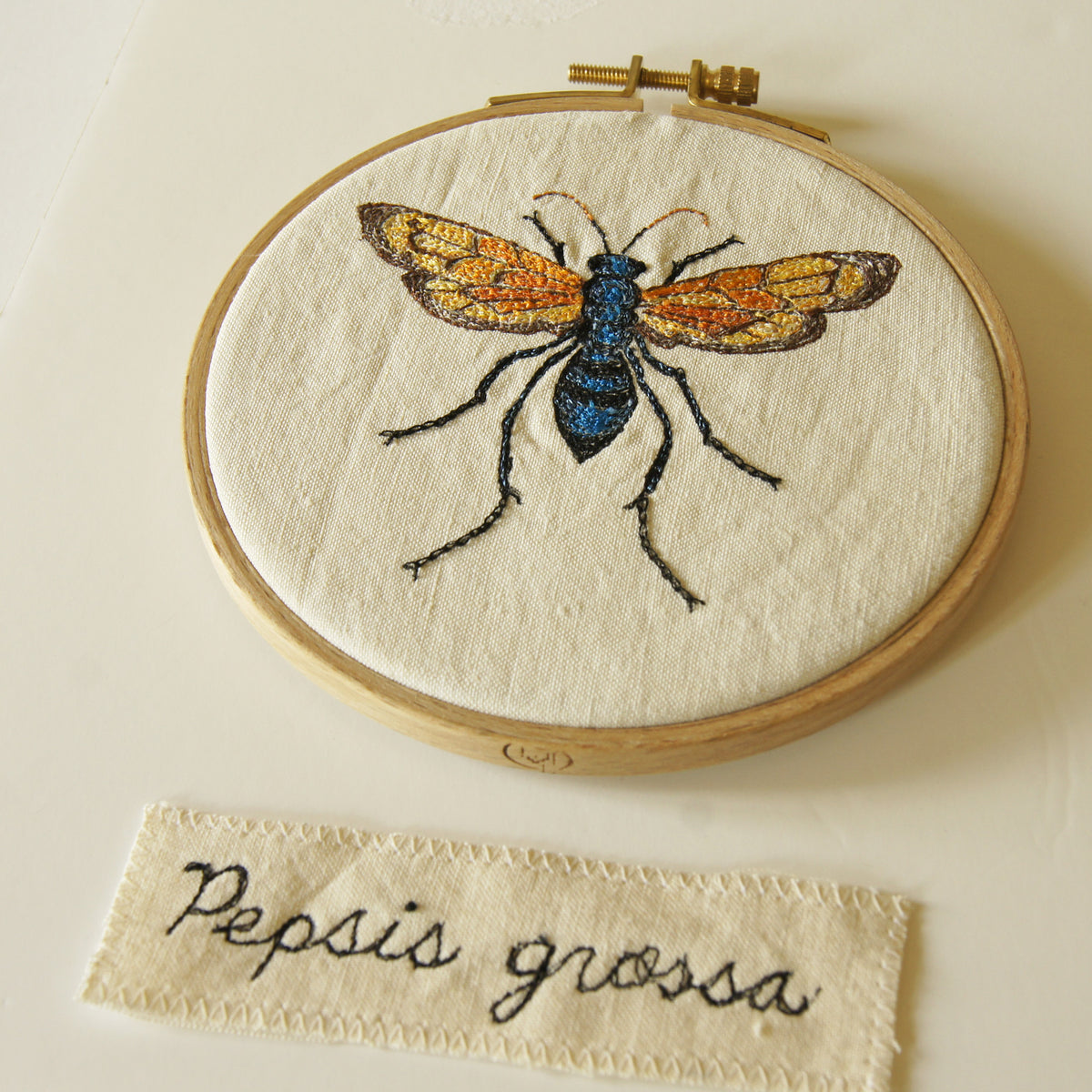 Hoop Embroidery Tarantula Hawk Wasp