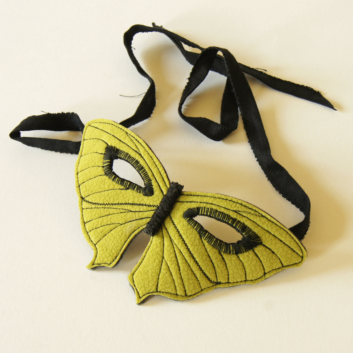 Green Textile Butterfly Mask Upholstery Fabric Fiber Art Insect