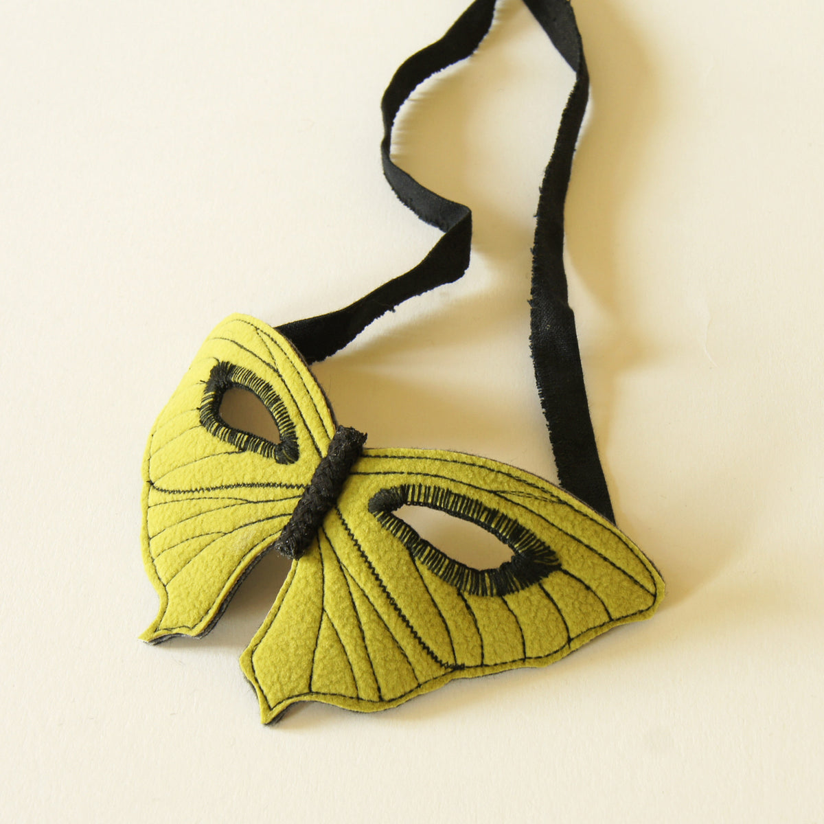 Green Textile Butterfly Mask Upholstery Fabric Fiber Art Insect