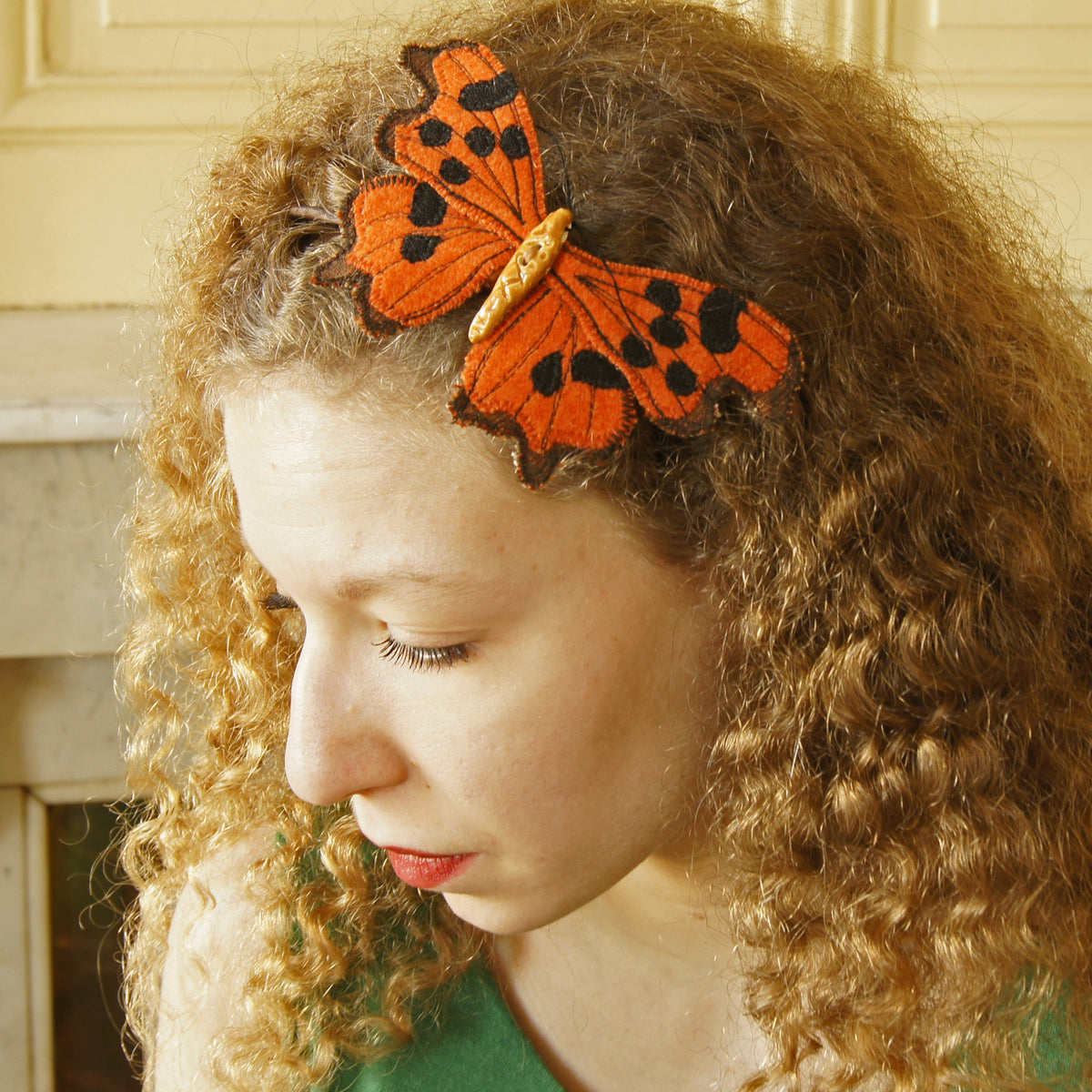 Comma Butterfly Headband Fascinator Orange and Brown