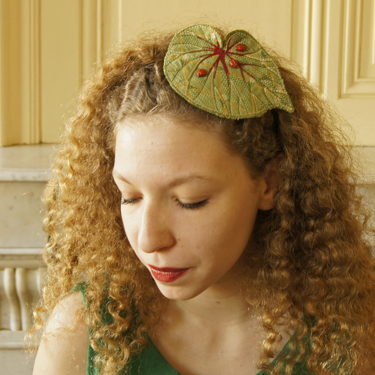 Fiber Art Begonia Leaf Headband Botanical Fascinator