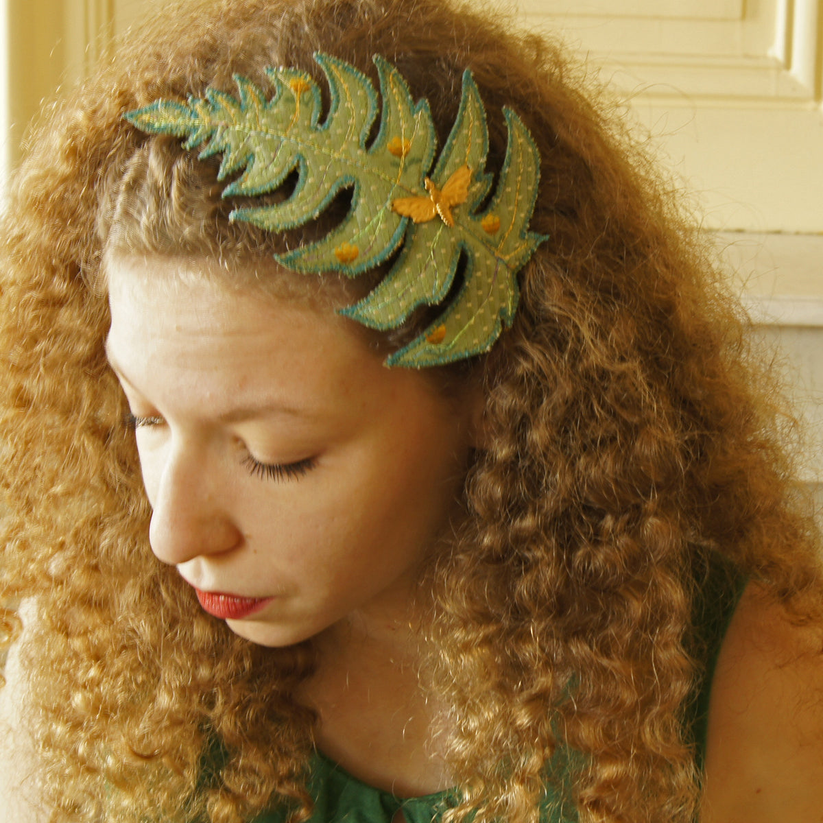 Fiber Art Fern Headband in Silk Botanical Accessory