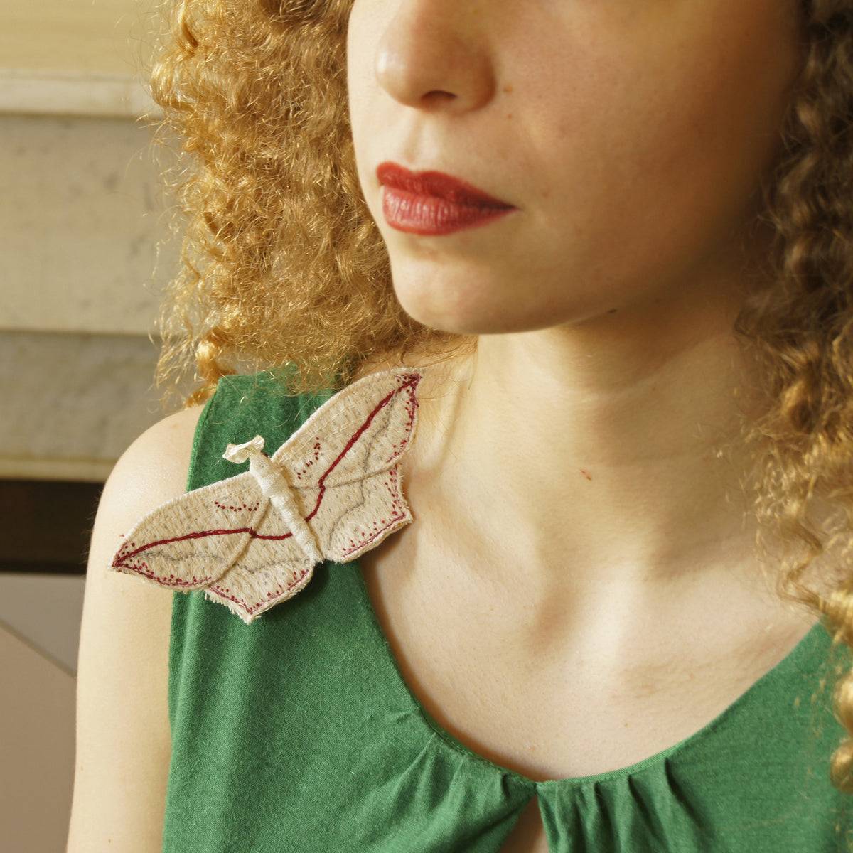 Blood Vein moth brooch