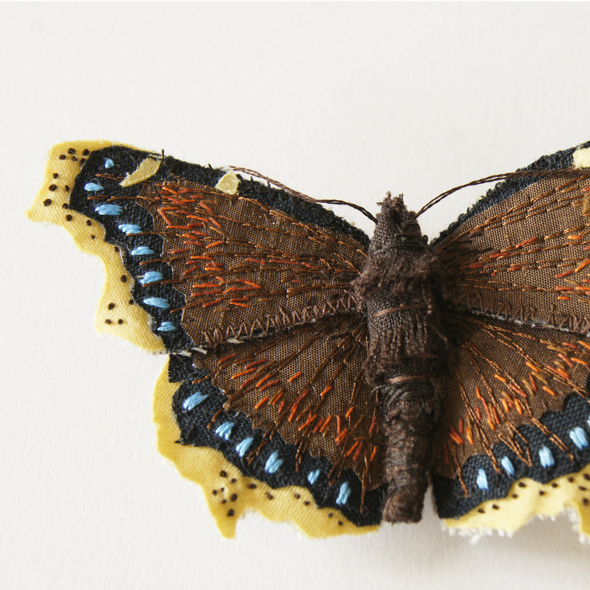 Fiber Art Insect Brooch Mourning Cloak Butterfly Entomology Jewelry