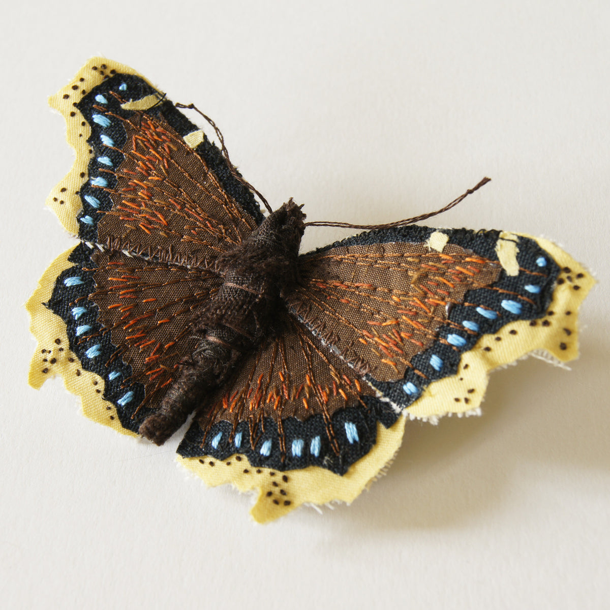 Fiber Art Insect Brooch Mourning Cloak Butterfly Entomology Jewelry