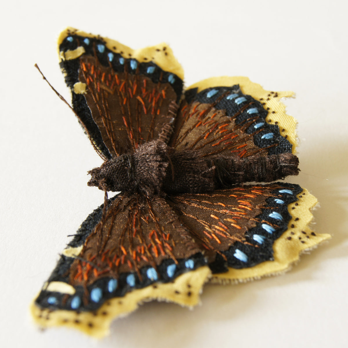 Fiber Art Insect Brooch Mourning Cloak Butterfly Entomology Jewelry