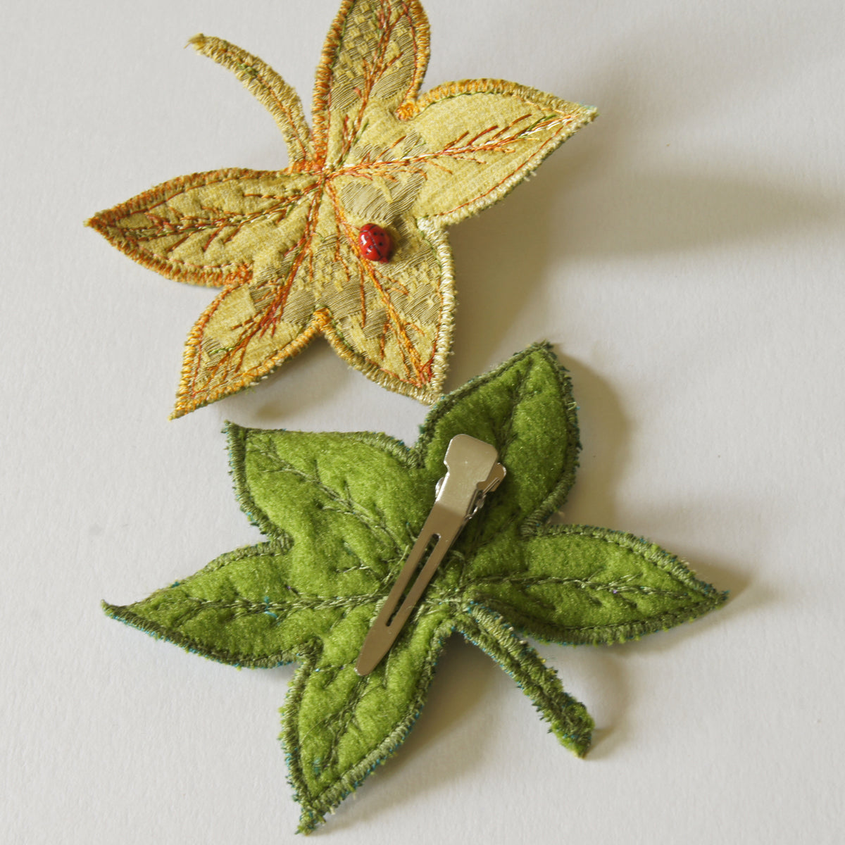 Textile Sweetgum Leaves Hair Clips