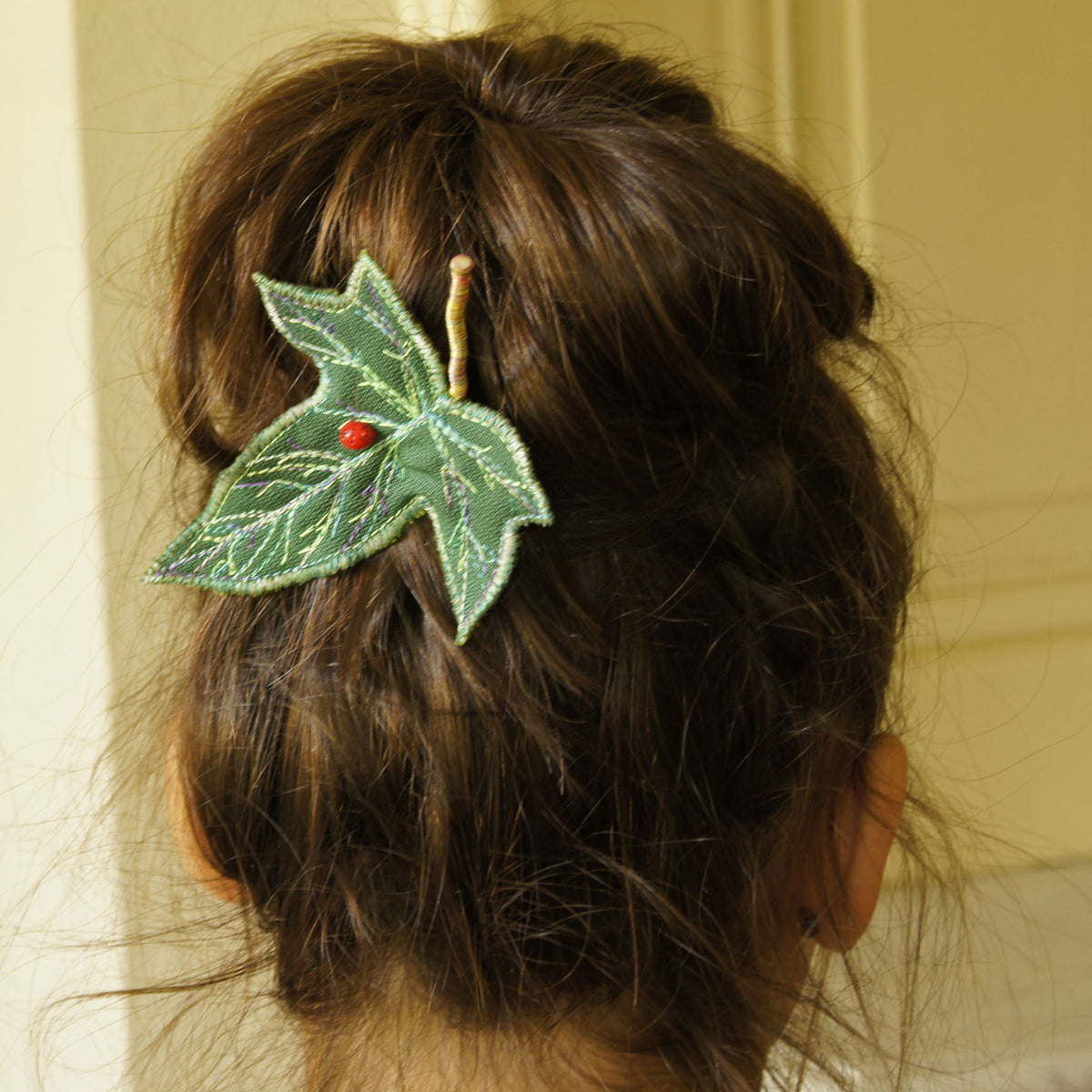 Green and Blue Ivy Leaf Hair Clips