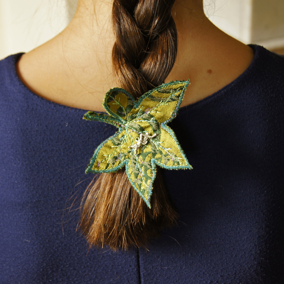 Textile Sweetgum Leaves Hair Clips